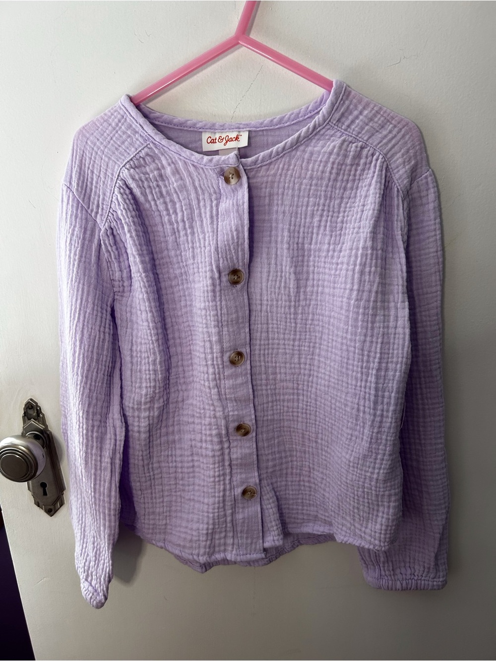 Cat & Jack Light Purple Gauze Button-Front Kids Shirt